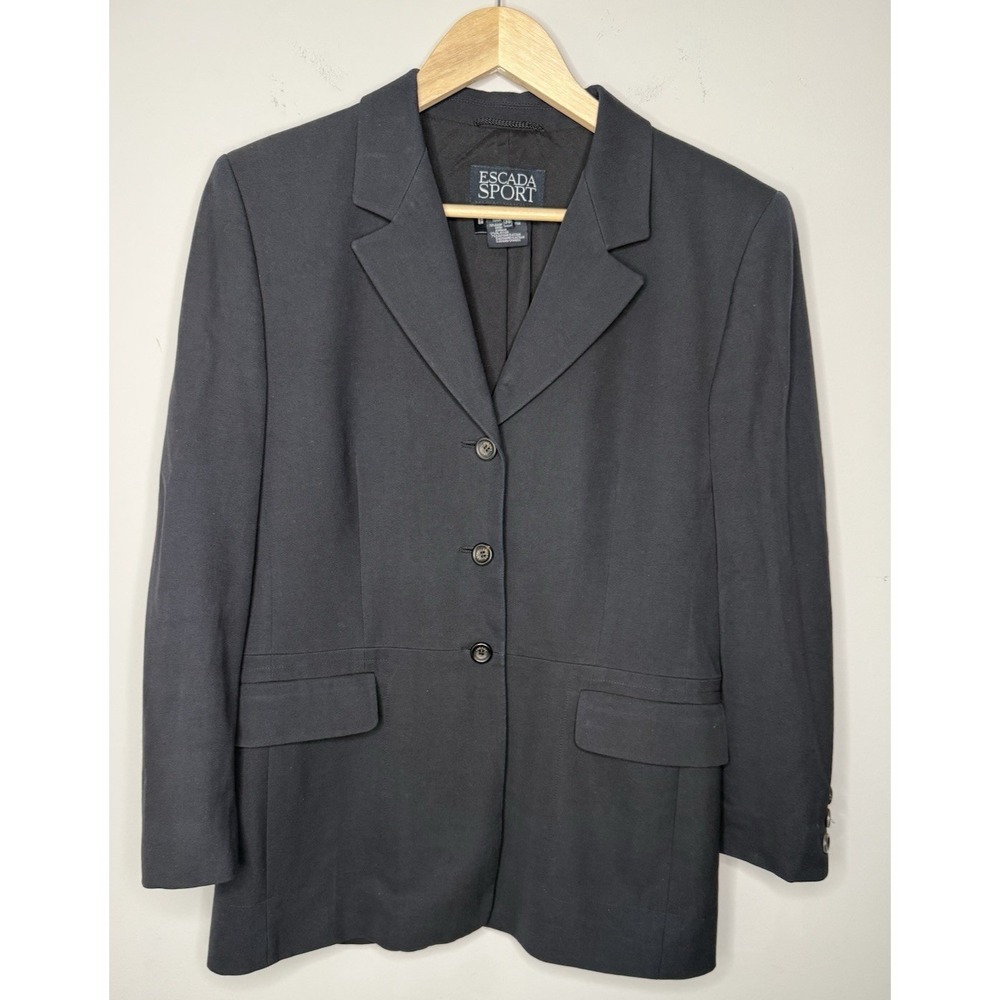 Escada Sport Women 38 Black Blazer Quiet Luxury Old Money Minimalist Career Sz 8